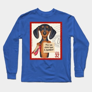 Cute Doxie Dachshund holding a new chew toy Long Sleeve T-Shirt